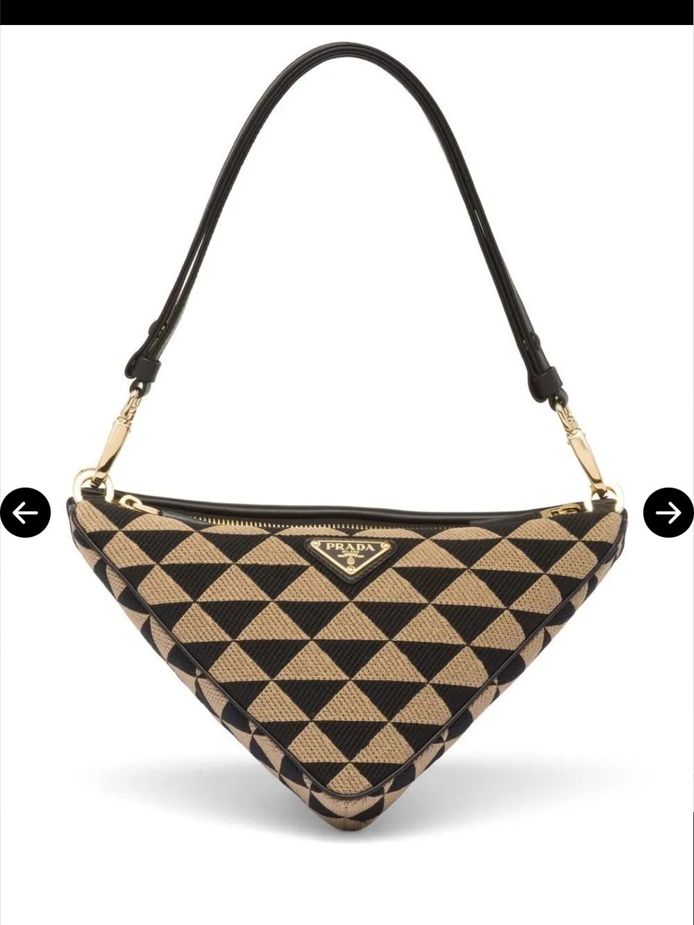Prada Black and Beige Triangle Shoulder Bag